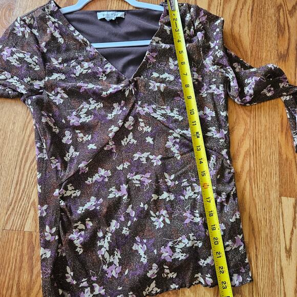 Y2k Ninewest V Neck Floral Top Blouse - Picture 5 of 7